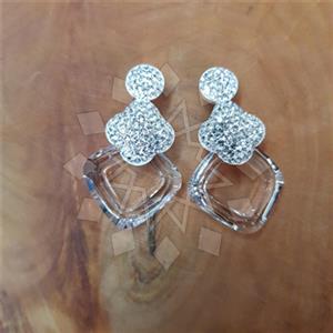 925 Sterling Silver Crystal Statement  Double Drop Earrings