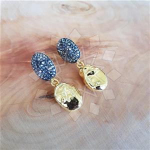 925 Sterling Silver Crystal Pave  Double Drop Earrings