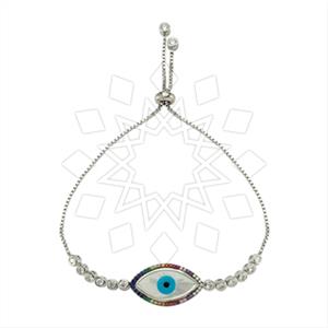 925 Sterling Silver Evil Eye Adjustable Bracelet