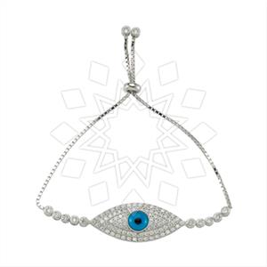 925 Sterling Silver Evil Eye Adjustable Bracelet