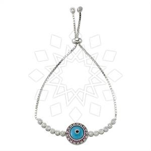 925 Sterling Silver Evil Eye Adjustable Bracelet