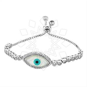 925 Sterling Silver Evil Eye Adjustable Bracelet