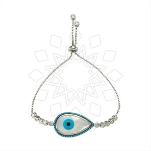 925 Sterling Silver Evil Eye Adjustable Bracelet