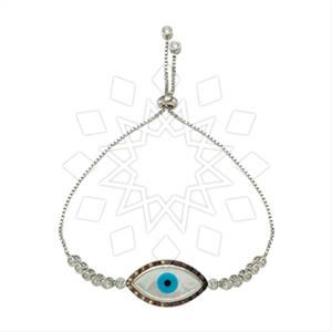 925 Sterling Silver Evil Eye Adjustable Bracelet
