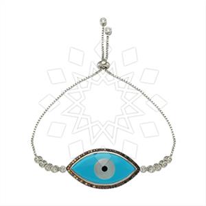 925 Sterling Silver Evil Eye Adjustable Bracelet
