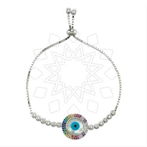 925 Sterling Silver Evil Eye Adjustable Bracelet