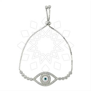 925 Sterling Silver Evil Eye Adjustable Bracelet