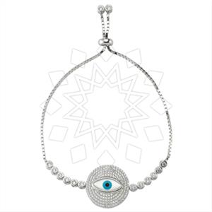 925 Sterling Silver Evil Eye Adjustable Bracelet