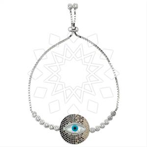 925 Sterling Silver Evil Eye Adjustable Bracelet