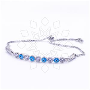 925 Sterling Silver Evil Eye Adjustable Bracelet