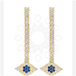 925 Sterling Silver Evil Eye Dangle Earrings