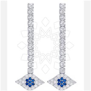 925 Sterling Silver Evil Eye Dangle Earrings