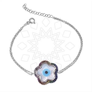 925 Sterling Silver Evil Eye Flower Classic Bracelets