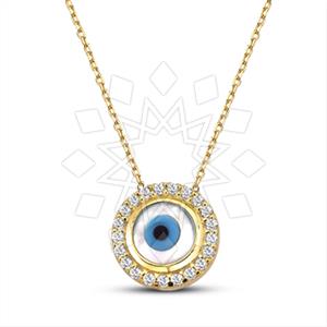 925 Sterling Silver Evil Eye Geometric Pendant Necklace
