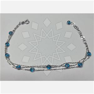 925 Sterling Silver Evil Eye Multi Strand Bracelet