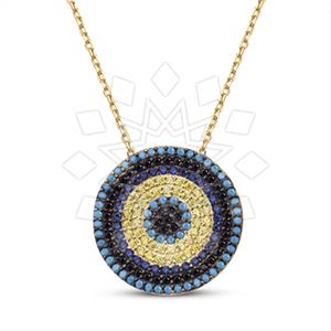 925 Sterling Silver Evil Eye Pendant Necklace