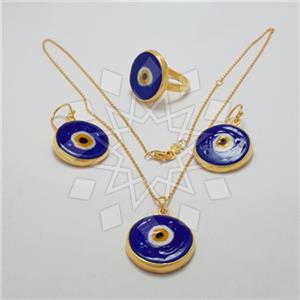 925 Sterling Silver Evil Eye Ring Earring Necklace Sets
