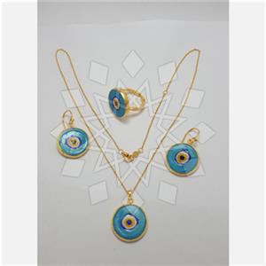 925 Sterling Silver Evil Eye Ring Earring Necklace Sets