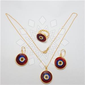 925 Sterling Silver Evil Eye Ring Earring Necklace Sets