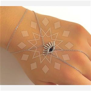 925 Sterling Silver Evil Eye Single Finger to Bracelet Hand Jewelry