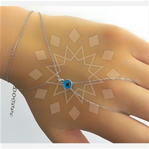 925 Sterling Silver Evil Eye Single Finger to Bracelet Hand Jewelry