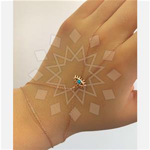 925 Sterling Silver Evil Eye Single Finger to Bracelet Hand Jewelry