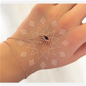 925 Sterling Silver Evil Eye Single Finger to Bracelet Hand Jewelry