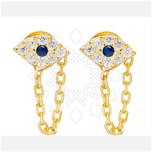 925 Sterling Silver Evil Eye Threader Earrings