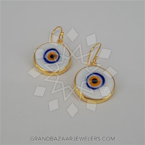 Rose Gold Plated Sterling Silver Evil Eye Earrings with Cubic Zirconia