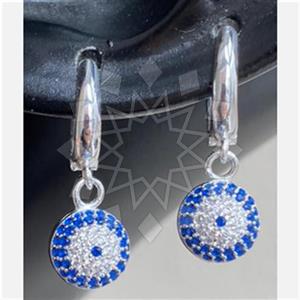 925 Sterling Silver Evil Eye Dangle Earrings