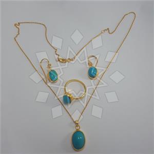 925 Sterling Silver Geometric Ring Earring Necklace Sets