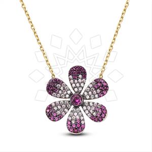 925 Sterling Silver Flower Pendant Necklace