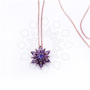 925 Sterling Silver Flower Pendant Necklace