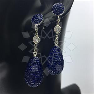 925 Sterling Silver Gem and Crystals Dangle Earrings