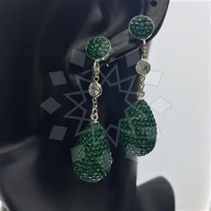 925 Sterling Silver Gem and Crystals Dangle Earrings