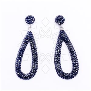 925 Sterling Silver Gem and Crystals Dangle Earrings