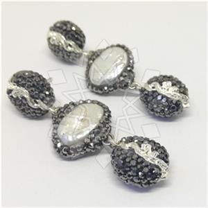 925 Sterling Silver Gem and Crystals Double Drop Earrings