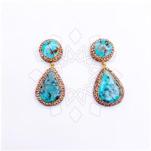 925 Sterling Silver Gem and Crystals Double Drop Earrings