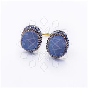 925 Sterling Silver Gem and Crystals Double Gemstone Rings