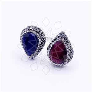 925 Sterling Silver Gem and Crystals Double Gemstone Rings