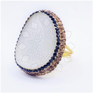 925 Sterling Silver Gem and Crystals Gemstone Ring