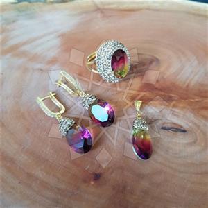 925 Sterling Silver Gem and Crystals Ring Earring Pendant Sets