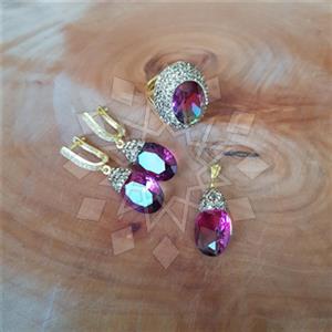 925 Sterling Silver Gem and Crystals Ring Earring Pendant Sets