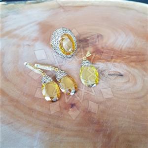 925 Sterling Silver Gem and Crystals Ring Earring Pendant Sets