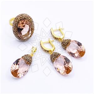 925 Sterling Silver Gem and Crystals Ring Earring Pendant Sets