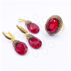 925 Sterling Silver Gem and Crystals Ring Earring Pendant Sets