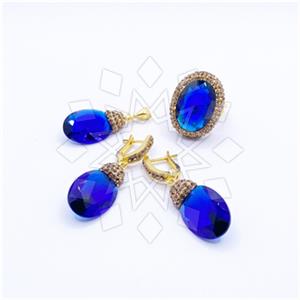 925 Sterling Silver Gem and Crystals Ring Earring Pendant Sets