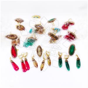 925 Sterling Silver Gem and Crystals Ring Earring Pendant Sets 7 Piece Package