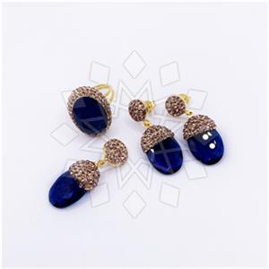 925 Sterling Silver Gem and Crystals Ring Earring Pendant Sets