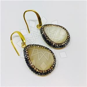 925 Sterling Silver Gem and Crystals Single Drop Earrings